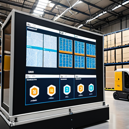 Home 19 **
A modern, bustling logistics warehouse in the Middle East. Focus on AI-powered systems: robots sorting packages, a large screen displaying real-time demand predictions (maybe with Arabic script), and IoT sensors attached to shipments. Showcase efficiency and technology.
**