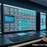 물류관리사 자격증과 관련된 필수 기술 - A modern logistics control room in a bustling Middle Eastern warehouse, featuring a diverse team of ...