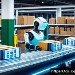 물류관리사와 글로벌 트렌드 - A modern logistics warehouse scene showcasing advanced robotics and automation technology at work: s...